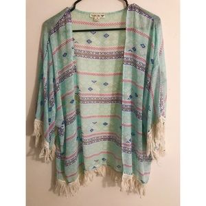 Tribal Midi Kimono With Tassels
